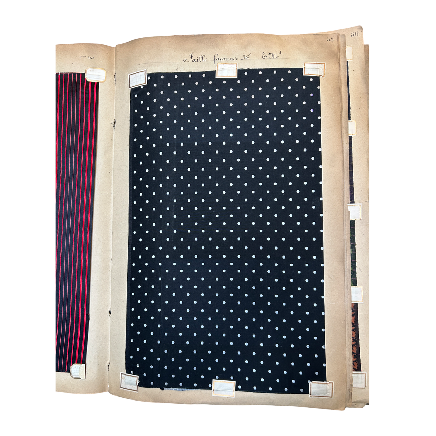 Page No. 58/59 from Antique Fabric Swatch Book, c1900 Lyon, France