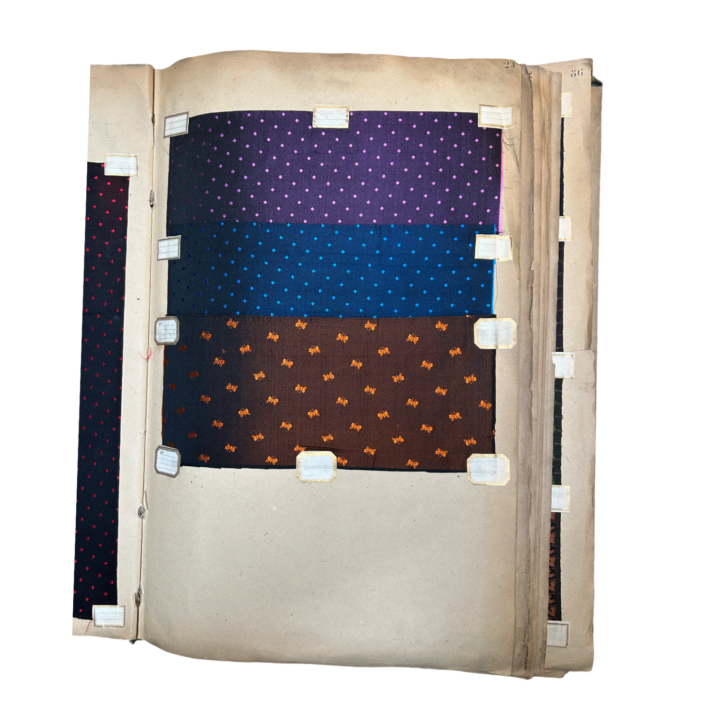 Page No. 24/25 from Antique Fabric Swatch Book, c1900 Lyon, France