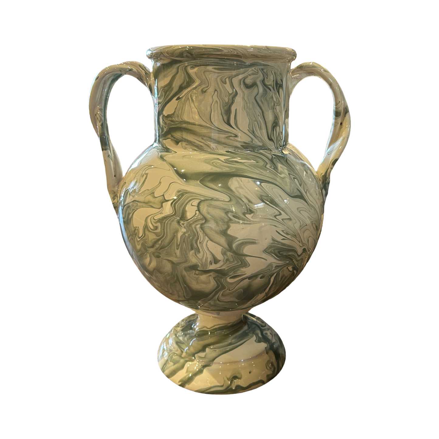 The Giardino Footed Vase in Marbled Green