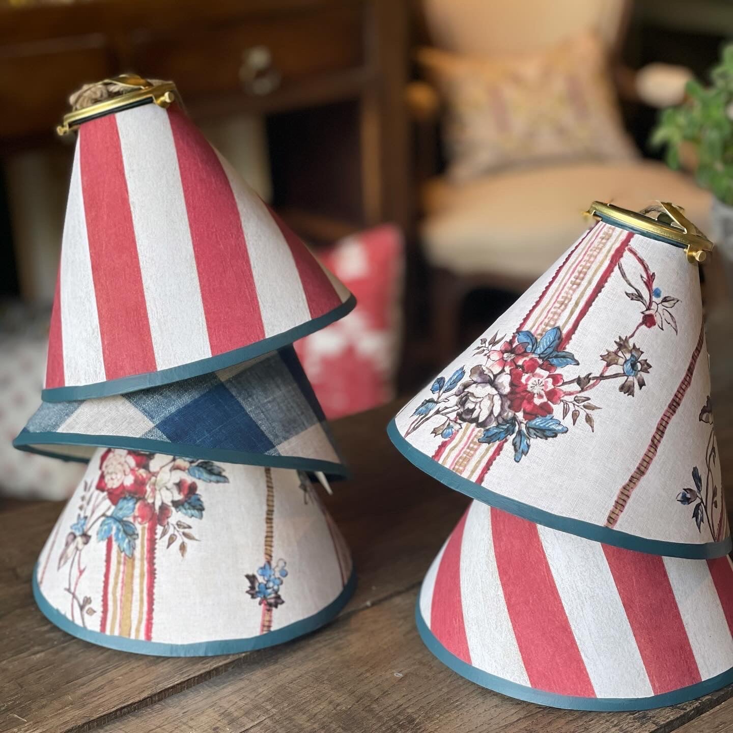 Antoinette Poisson Lamp Shade 'Rayures Rouges'