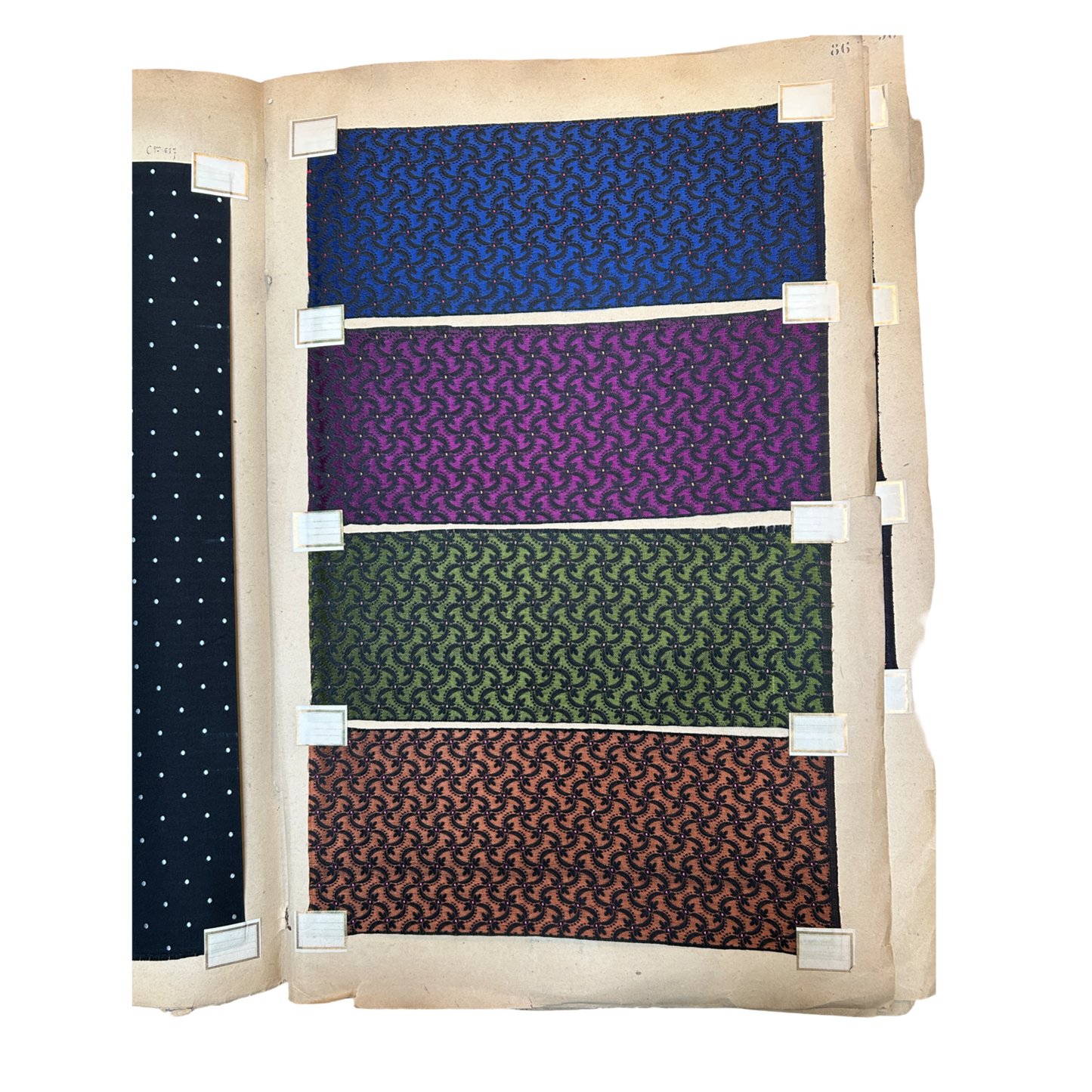 Page No. 86/87 from Antique Fabric Swatch Book, c1900 Lyon, France