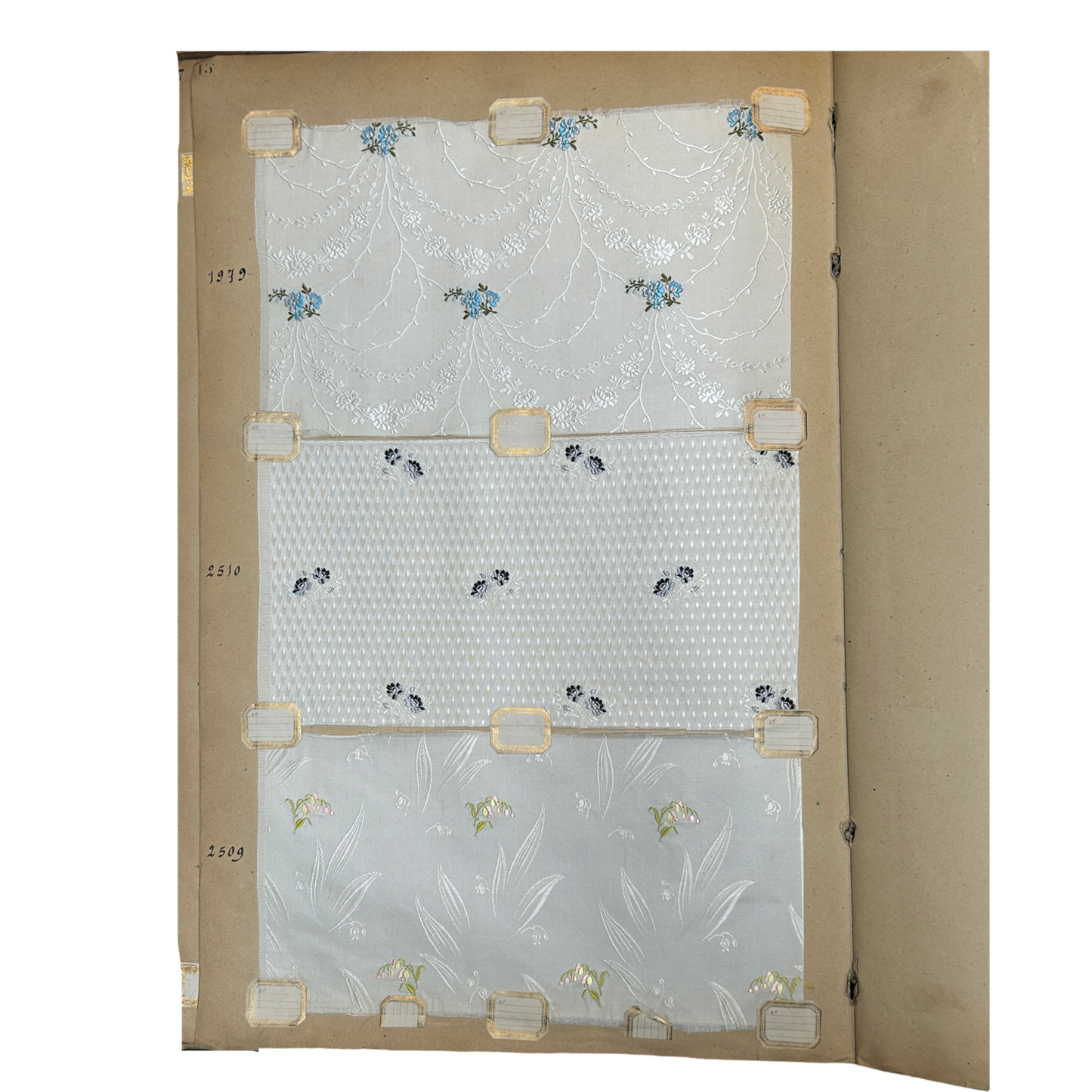 Page No. 14/15 from Antique Fabric Swatch Book, c1900 Lyon, France