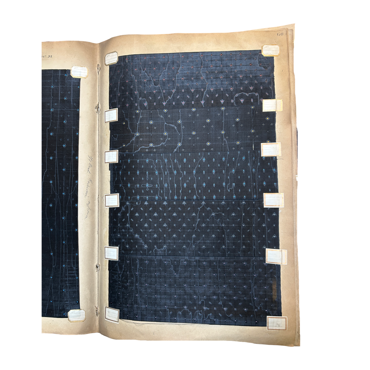 Page No. 60/61 from Antique Fabric Swatch Book, c1900 Lyon, France
