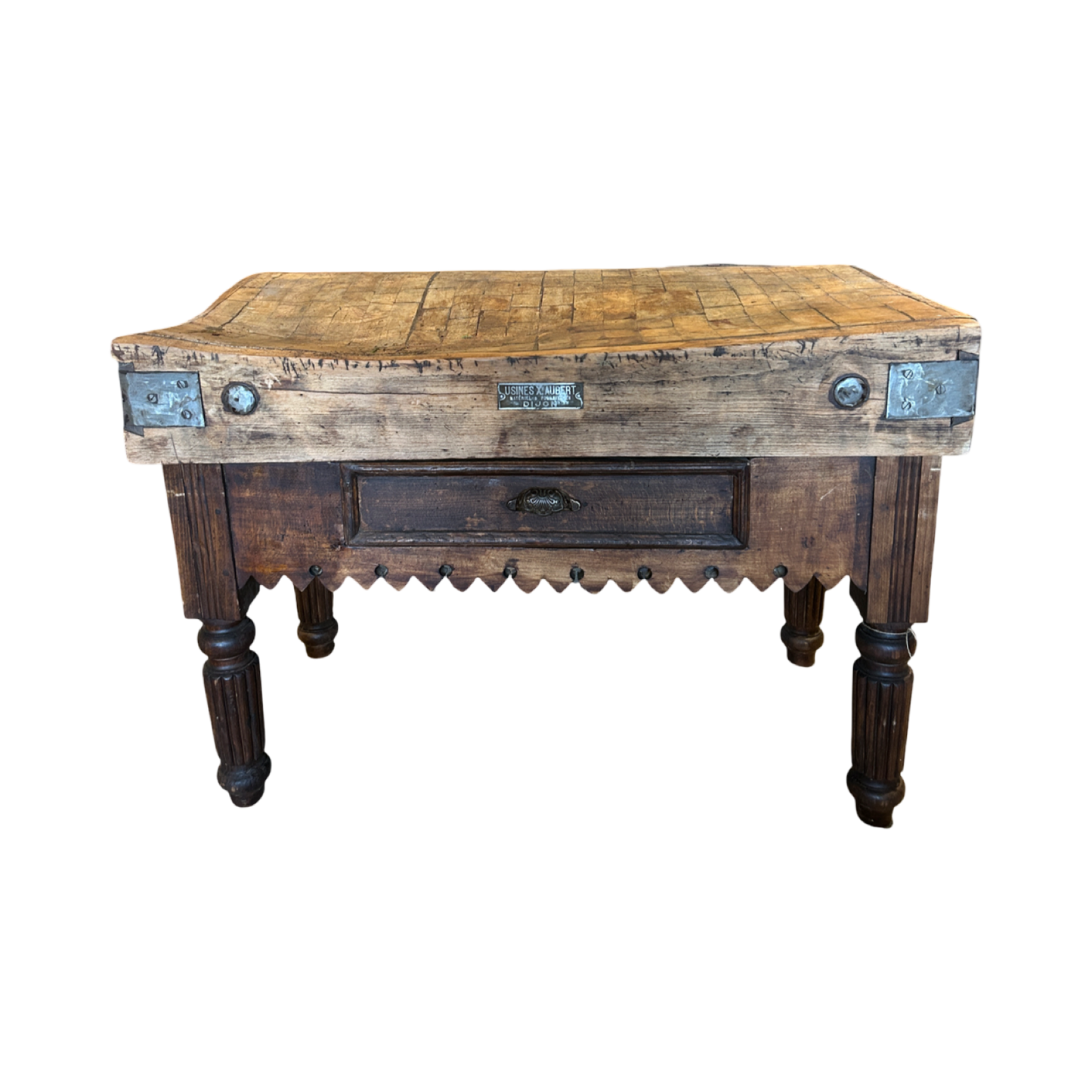 Antique French Butcher Block, Dijon c1910