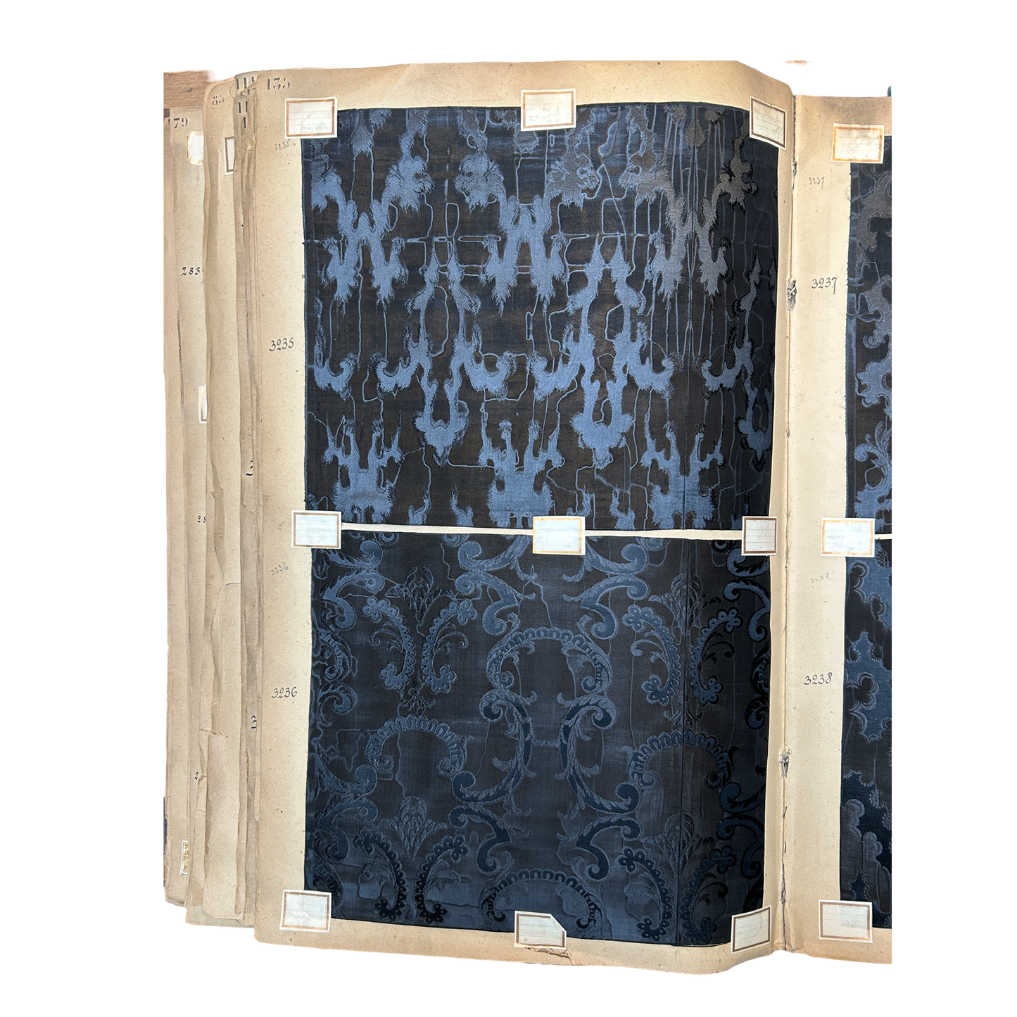 Page No. 134/135 from Antique Fabric Swatch Book, c1900 Lyon, France