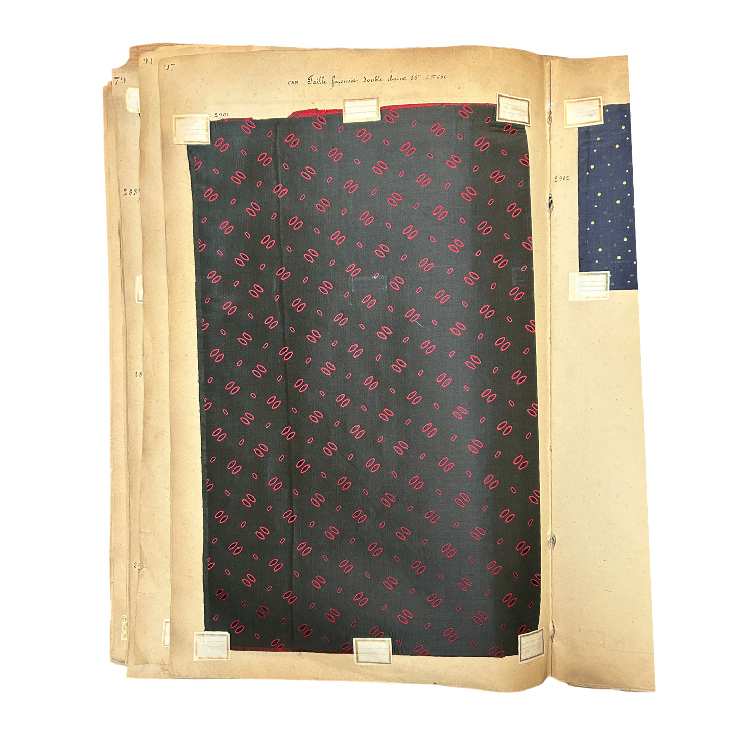 Page No. 96/97 from Antique Fabric Swatch Book, c1900 Lyon, France