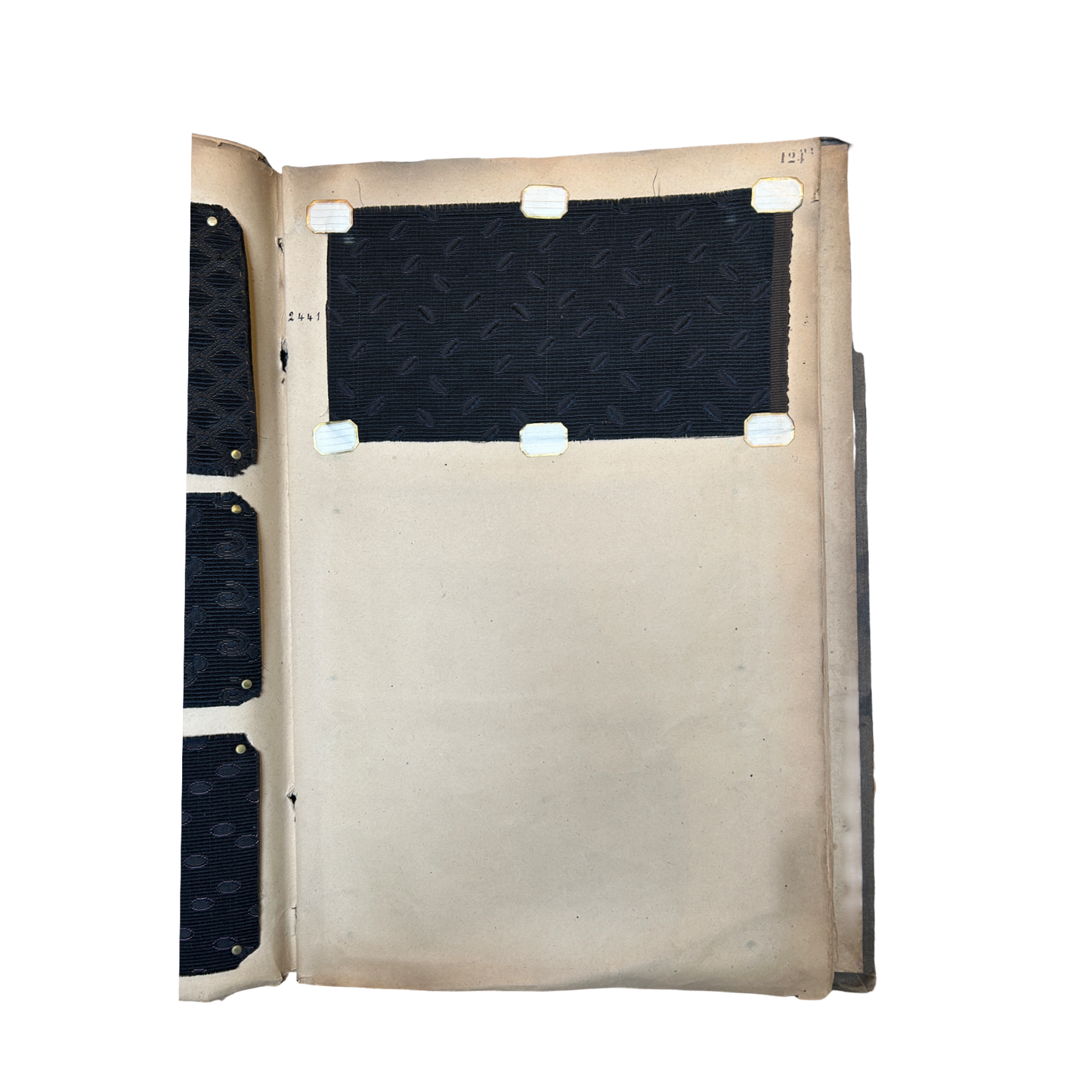 Page No. 124/125 from Antique Fabric Swatch Book, c1900 Lyon, France