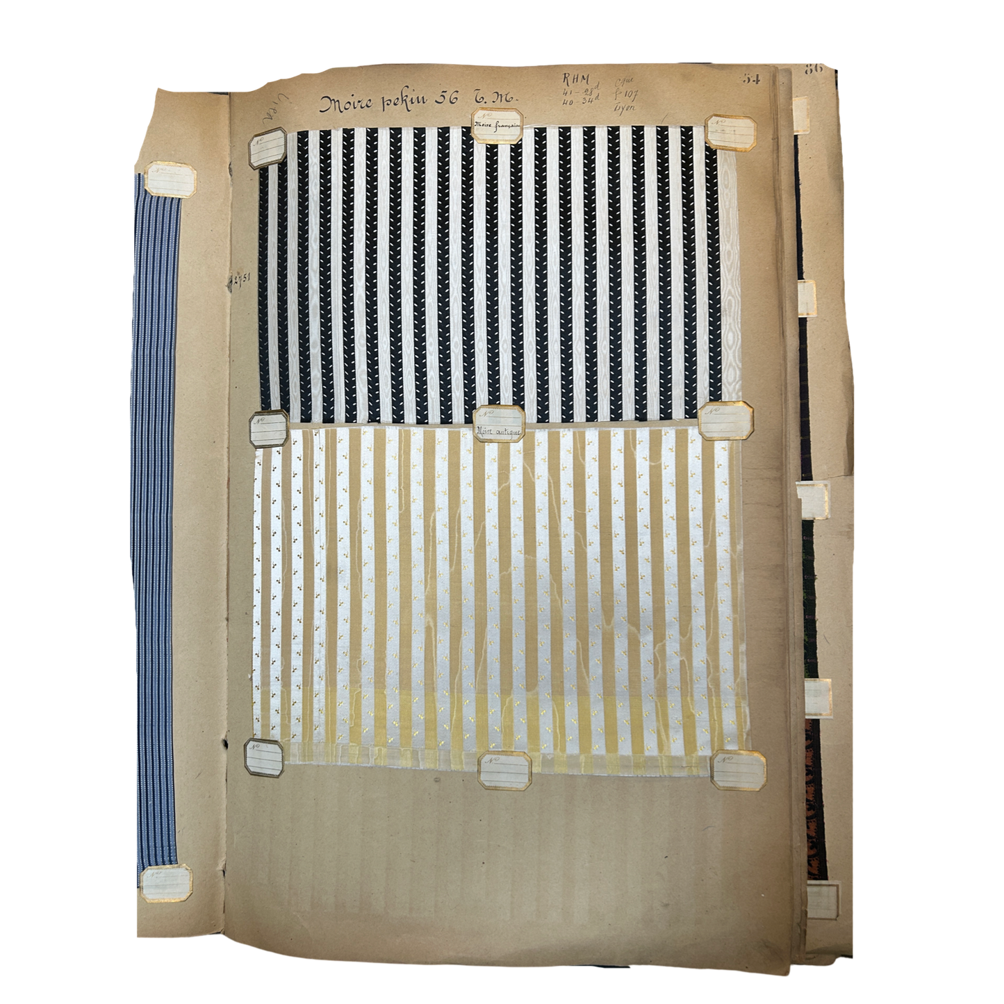 Page No. 54/55 from Antique Fabric Swatch Book, c1900 Lyon, France