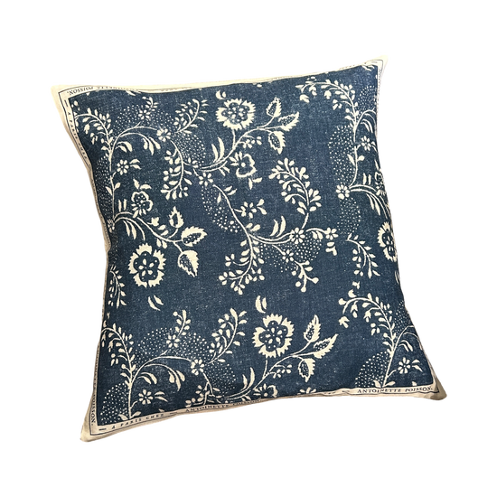 Antoinette Poisson Small Linen Pillow No. 97B 'Menuet Blue'