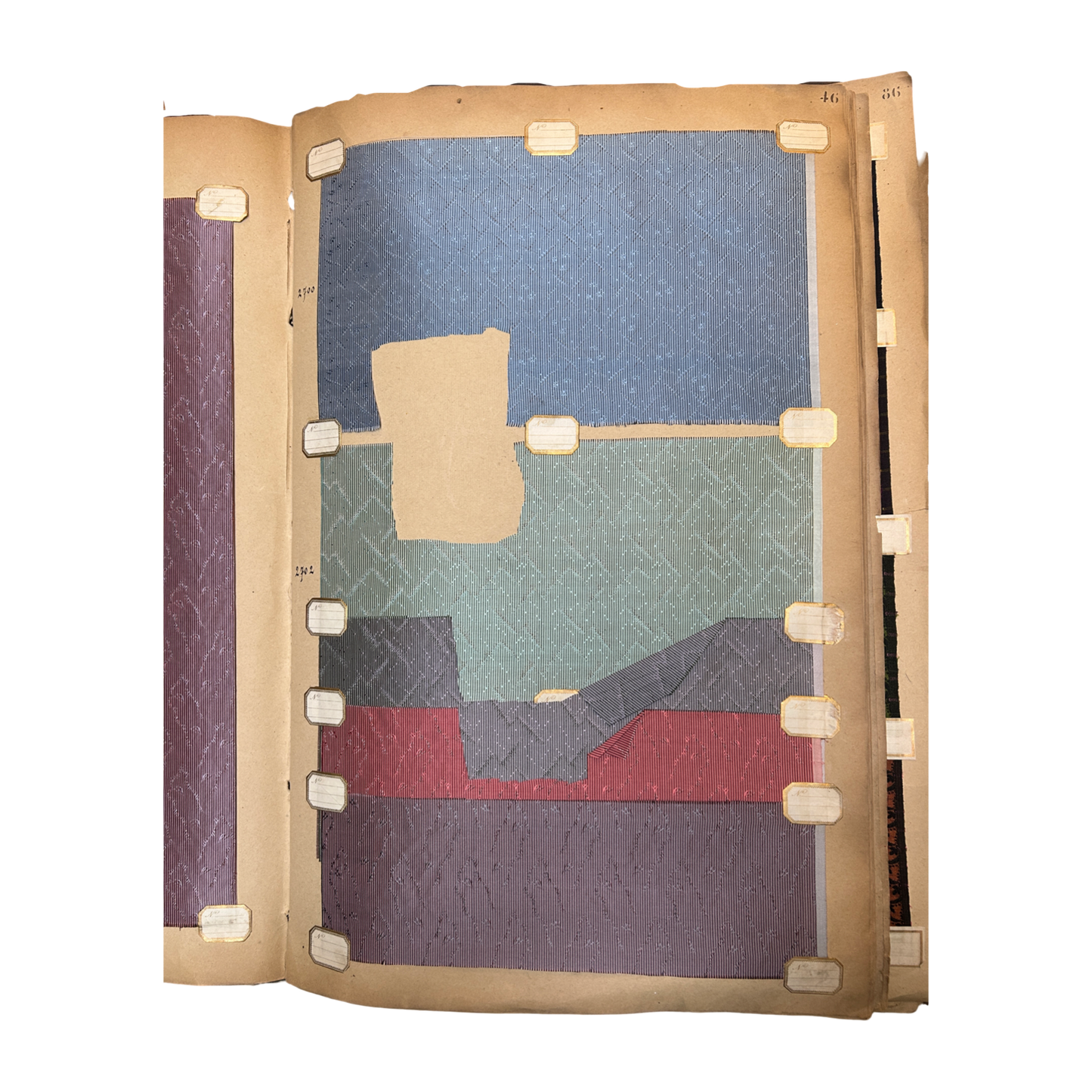 Page No. 46/47 from Antique Fabric Swatch Book, c1900 Lyon, France