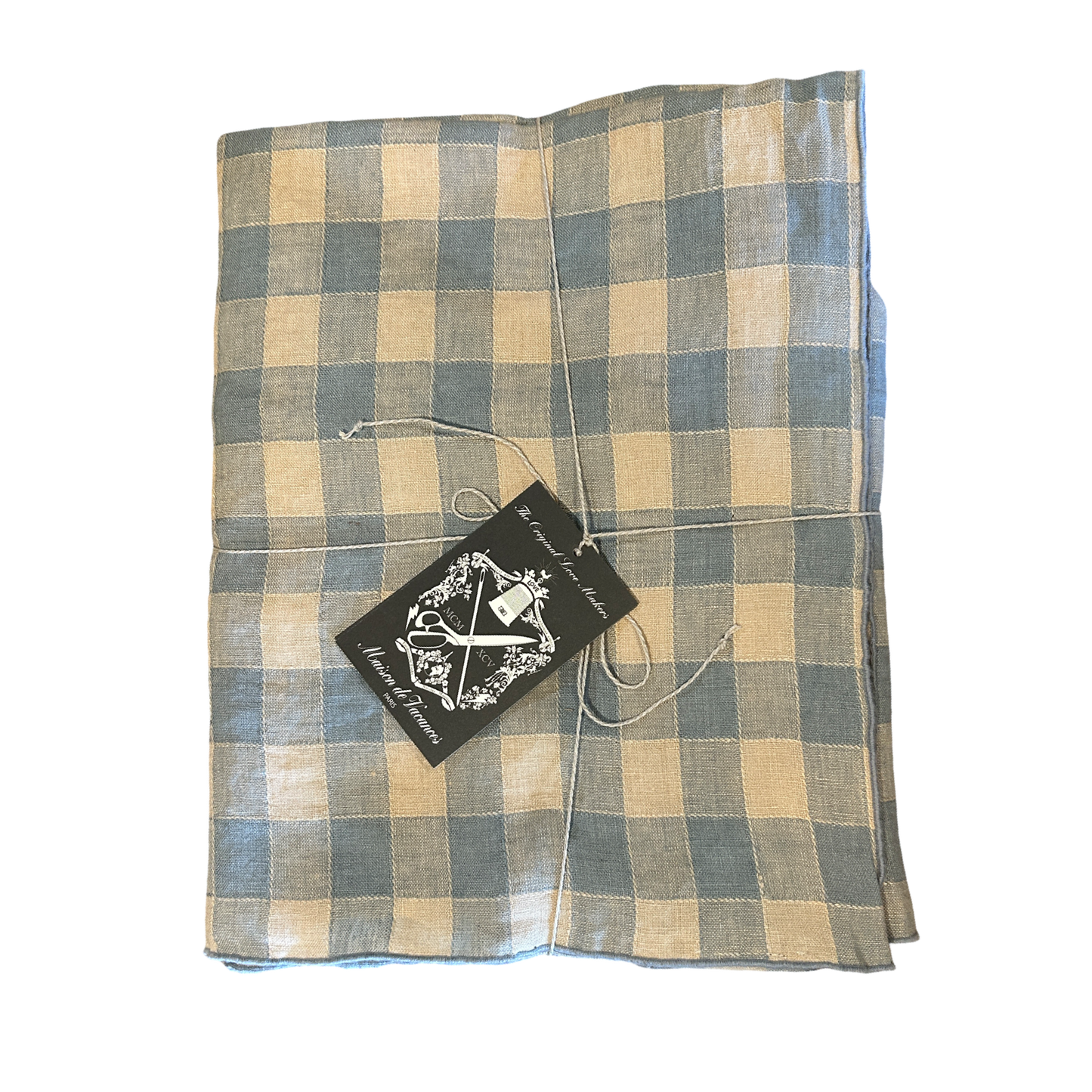 French Linen Vichy Gingham Tablecloth in Bourdon Nuage