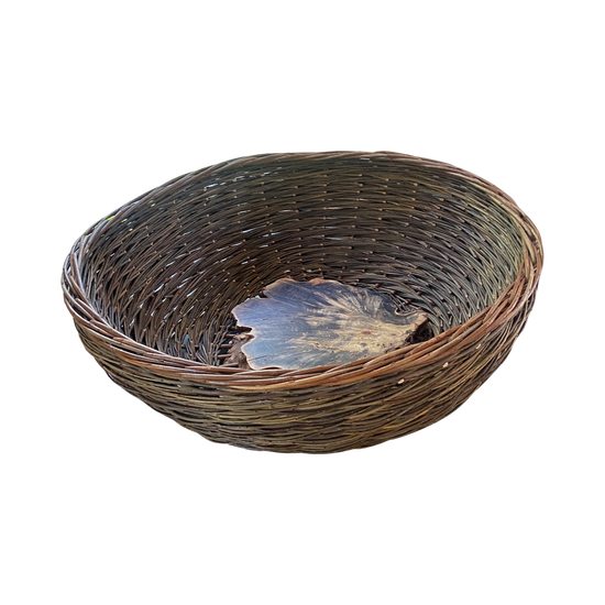Handwoven Willow Contemporary Low Basket by Howard Peller