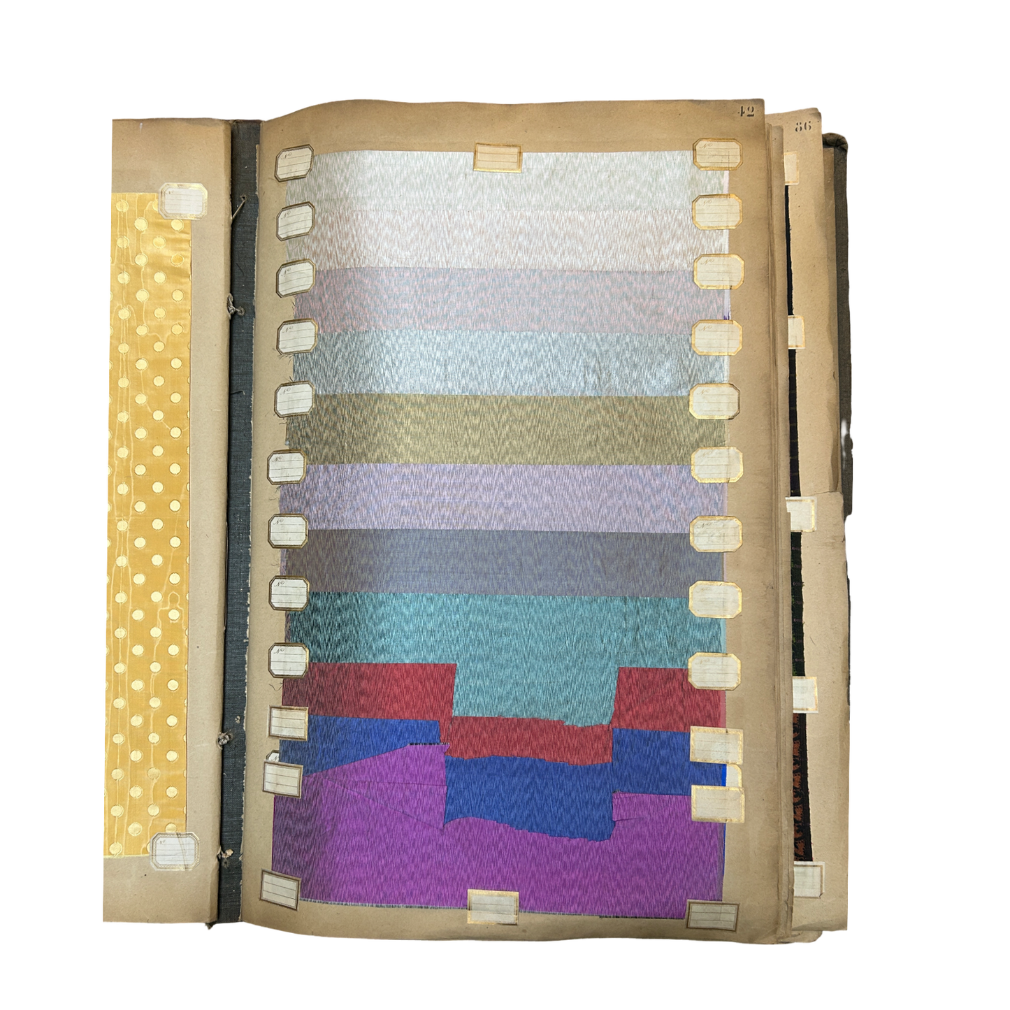 Page No. 42/43 from Antique Fabric Swatch Book, c1900 Lyon, France
