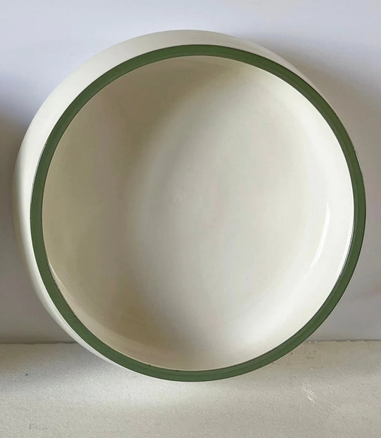 John Julian Porcelain Dog Bowl, Large, Green Rim