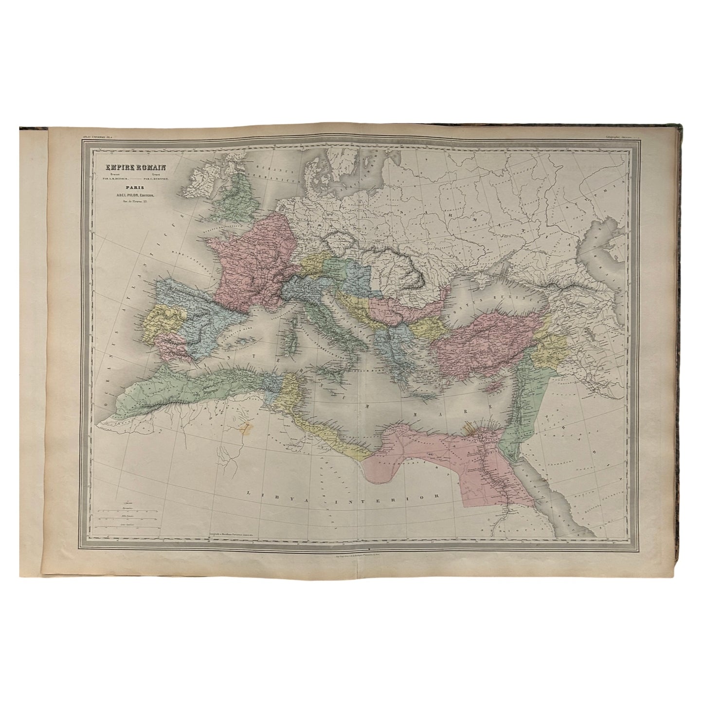 Antique Map c.1845 Empire Romain
