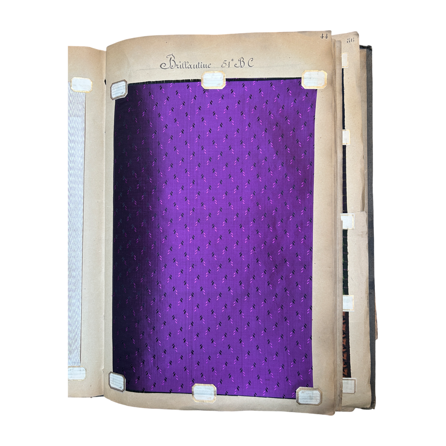 Page No. 44/45 from Antique Fabric Swatch Book, c1900 Lyon, France