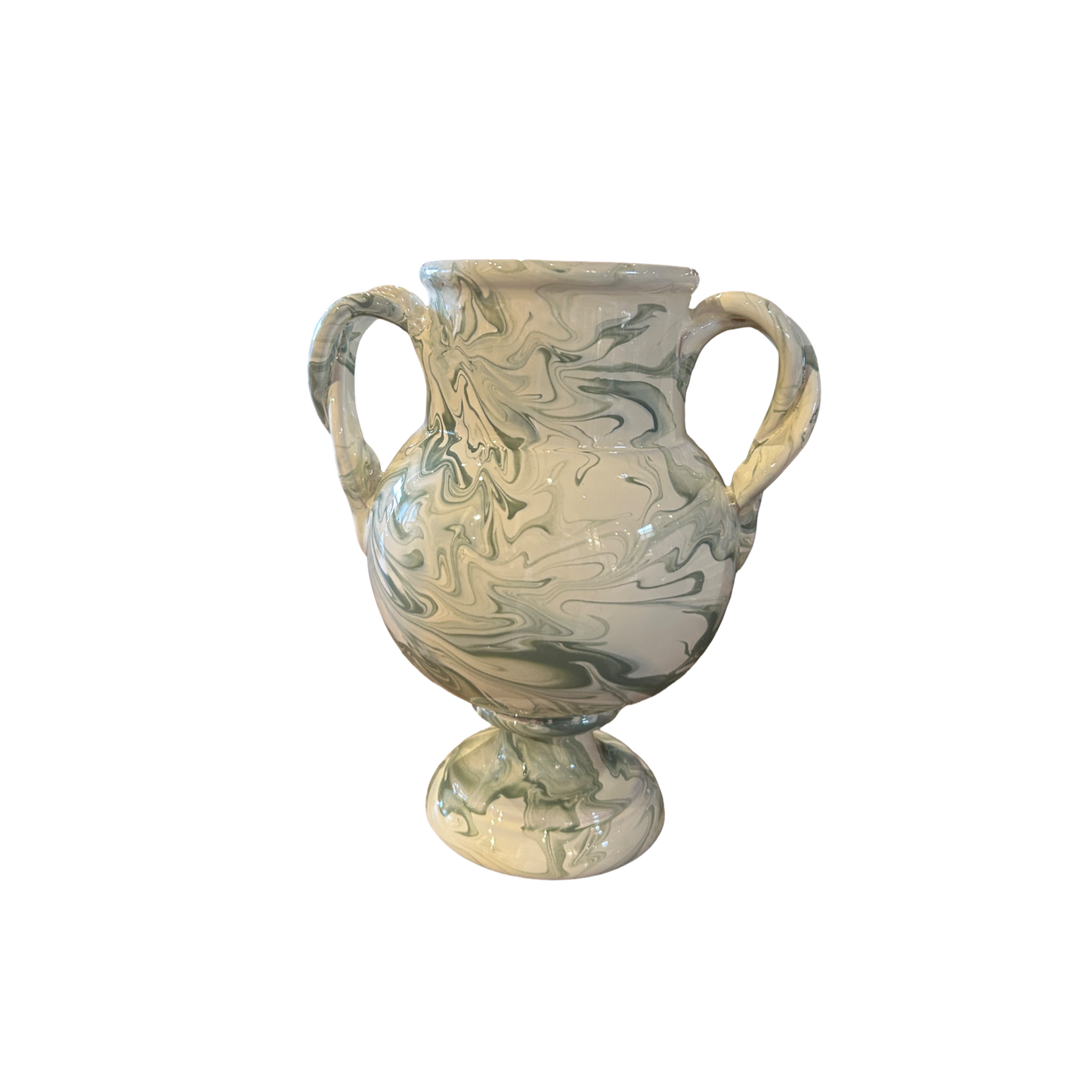 The Giardino Footed Vase in Marbled Green
