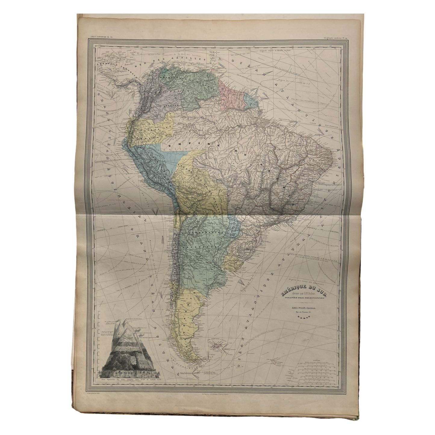 Antique Map c.1845 Amérique Du Sud