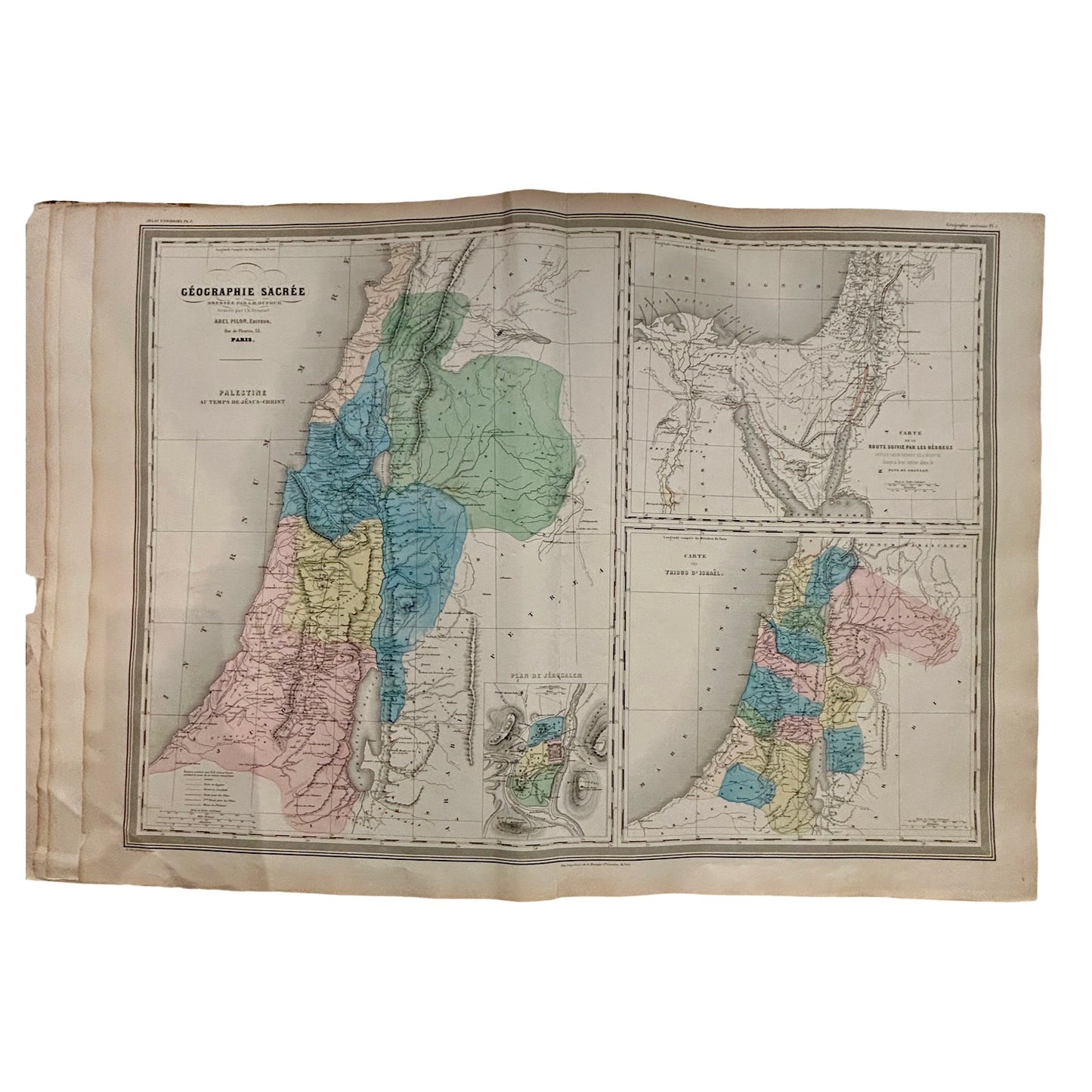 Antique Map c.1845 Géographie Sacrée