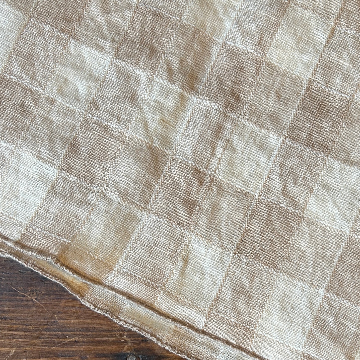 French Linen Vichy Gingham Tablecloth in Crème
