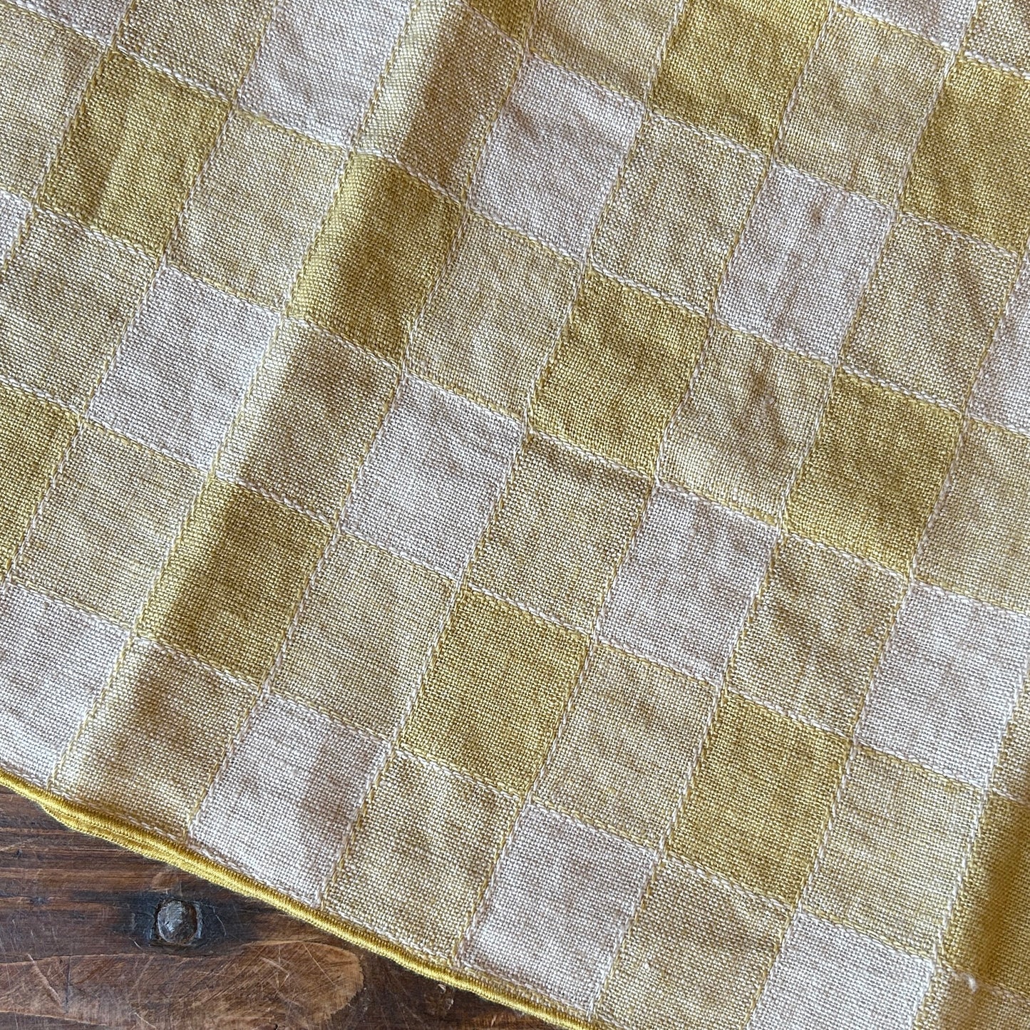 French Linen Vichy Gingham Tablecloth in Paille