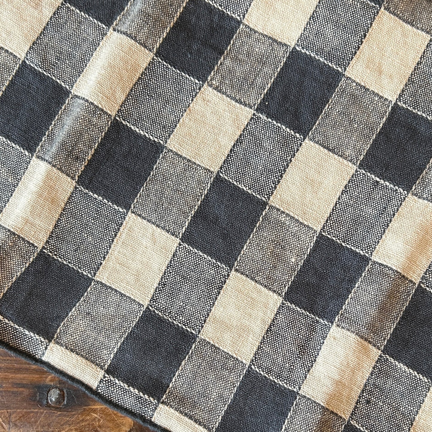 French Linen Vichy Gingham Tablecloth in Fusain