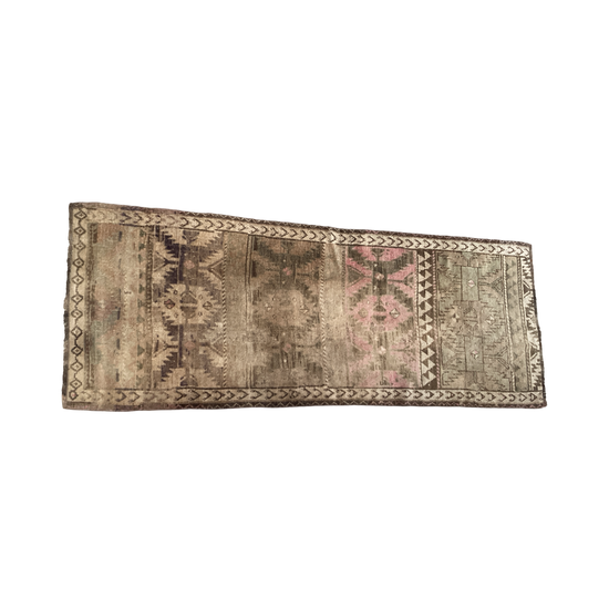 Vintage Turkish Oushak Runner Rug  8’5” x 3’3” Muted Pink/Brown