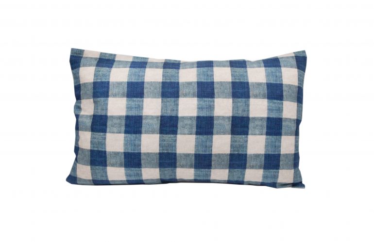 Antoinette Poisson Large Linen Pillow No. 84 "Carreaux Indigo”