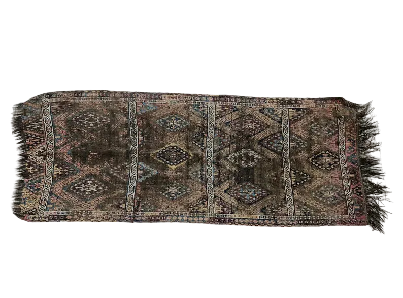Vintage Turkish Rug, 4.2x9.7 ft