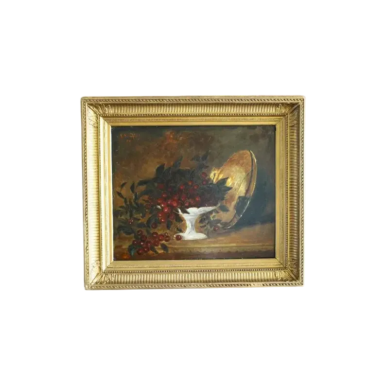 Still Life painting of Cherries, 19th Century